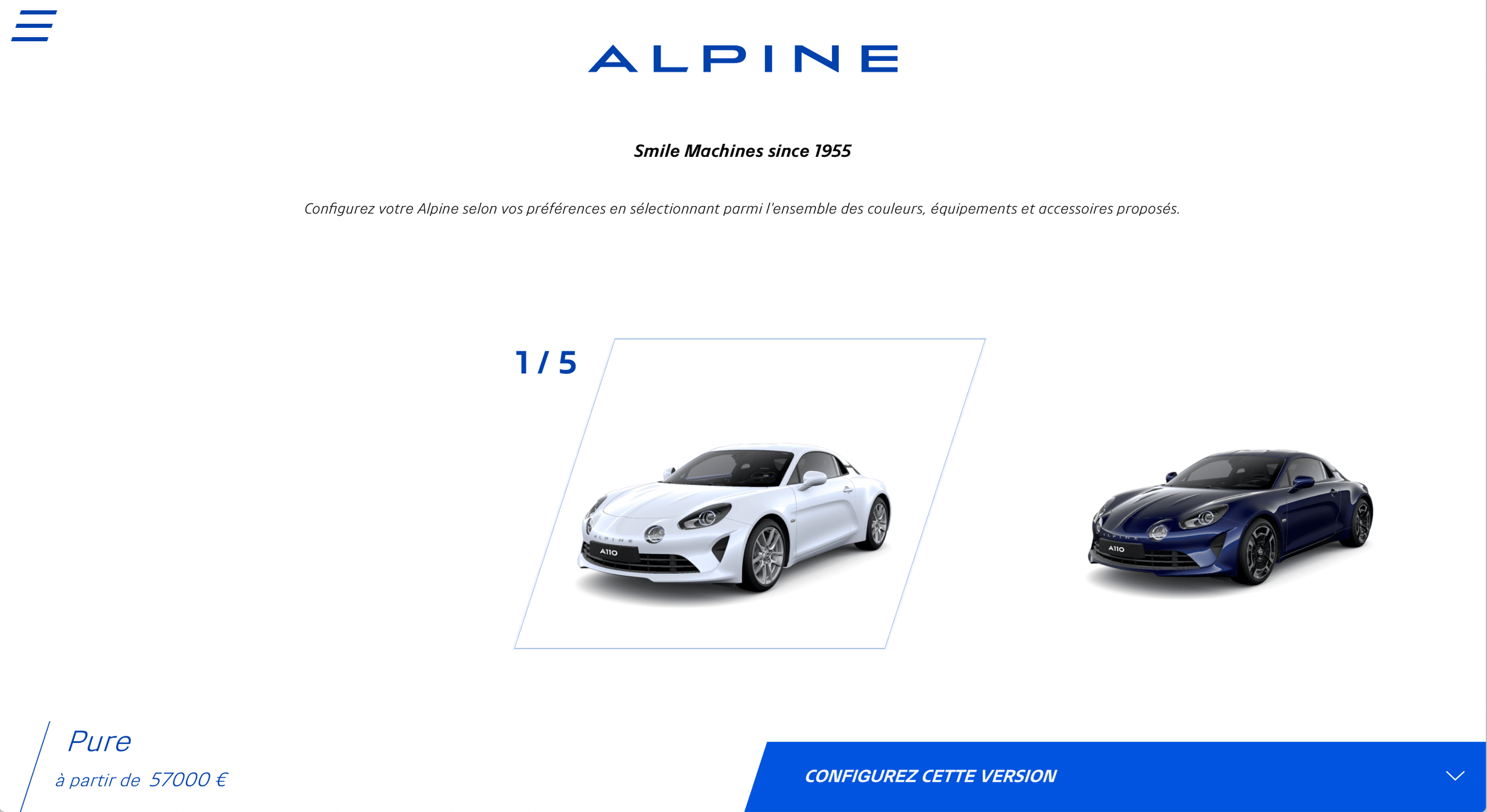 Atelier A110 Configurateur
