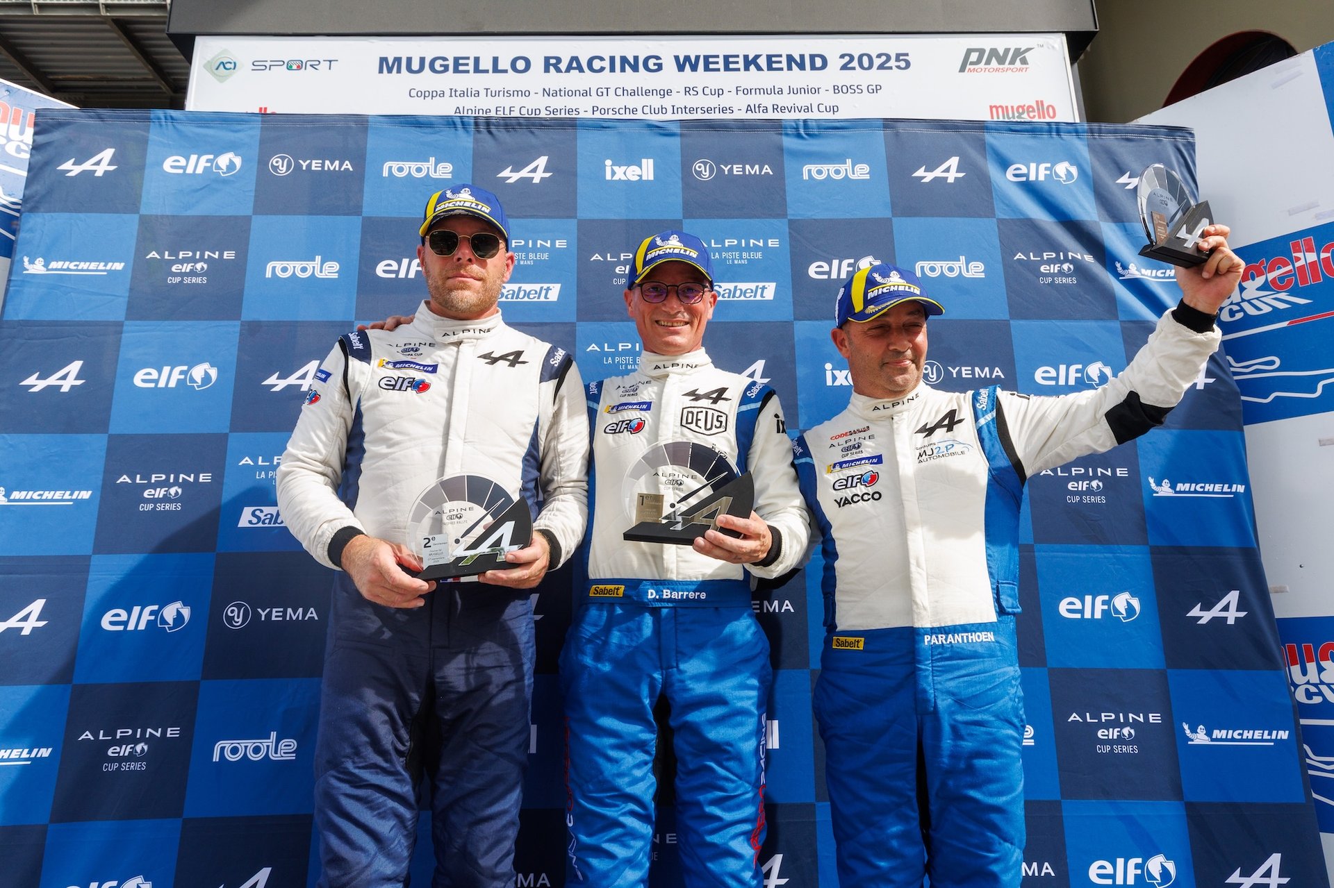 Barrere David (Fra), Herrero Racing, Alpine Elf Cup Series, Portrait, Wallgren Rodolphe (Fra), Chazel Technologie Course, Alpine Elf Cup Series, Portrait, Paranthoen Paul (Fra), Code Racing, Alpine Elf Cup Series, Portrait During The 5Th Round Of The Alpine Elf Cup Series 2025, From September 5 To 7, 2025 On The Autodromo Internazionale Del Mugello, In Scarperia E San Piero, Italy - Photo Alex Guillaumot / Dppi