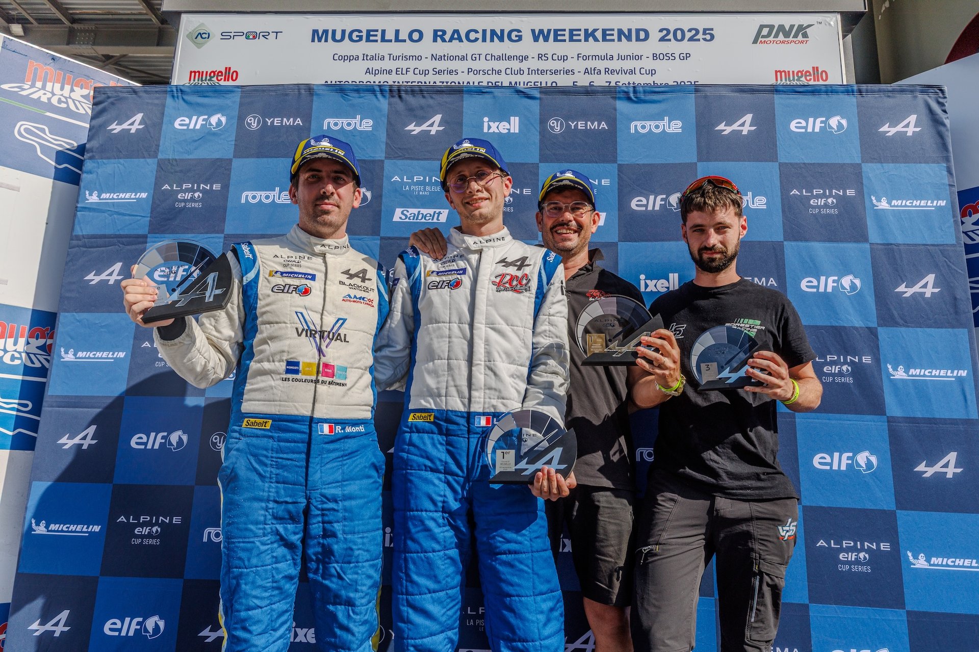 Jousset Léo (Fra), Race Cars Consulting, Alpine Elf Cup Series, Portrait, Monti Romain (Fra), Chazel Technologie Course, Alpine Elf Cup Series, Portrait, Mehuyas Roee (Usa), Vps Racing, Alpine Elf Cup Series, Portrait During The 5Th Round Of The Alpine Elf Cup Series 2025, From September 5 To 7, 2025 On The Autodromo Internazionale Del Mugello, In Scarperia E San Piero, Italy - Photo Alexandre Guillaumot / Dppi