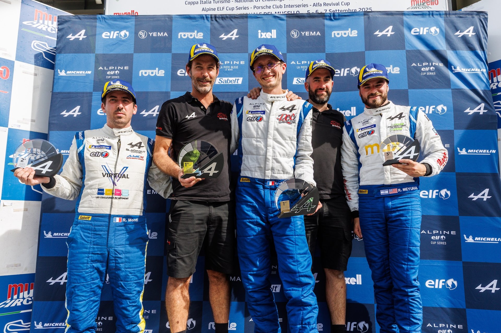 Jousset Léo (Fra), Race Cars Consulting, Alpine Elf Cup Series, Portrait, Monti Romain (Fra), Chazel Technologie Course, Alpine Elf Cup Series, Portrait, Mehuyas Roee (Usa), Vps Racing, Alpine Elf Cup Series, Portrait During The 5Th Round Of The Alpine Elf Cup Series 2025, From September 5 To 7, 2025 On The Autodromo Internazionale Del Mugello, In Scarperia E San Piero, Italy - Photo Alex Guillaumot / Dppi