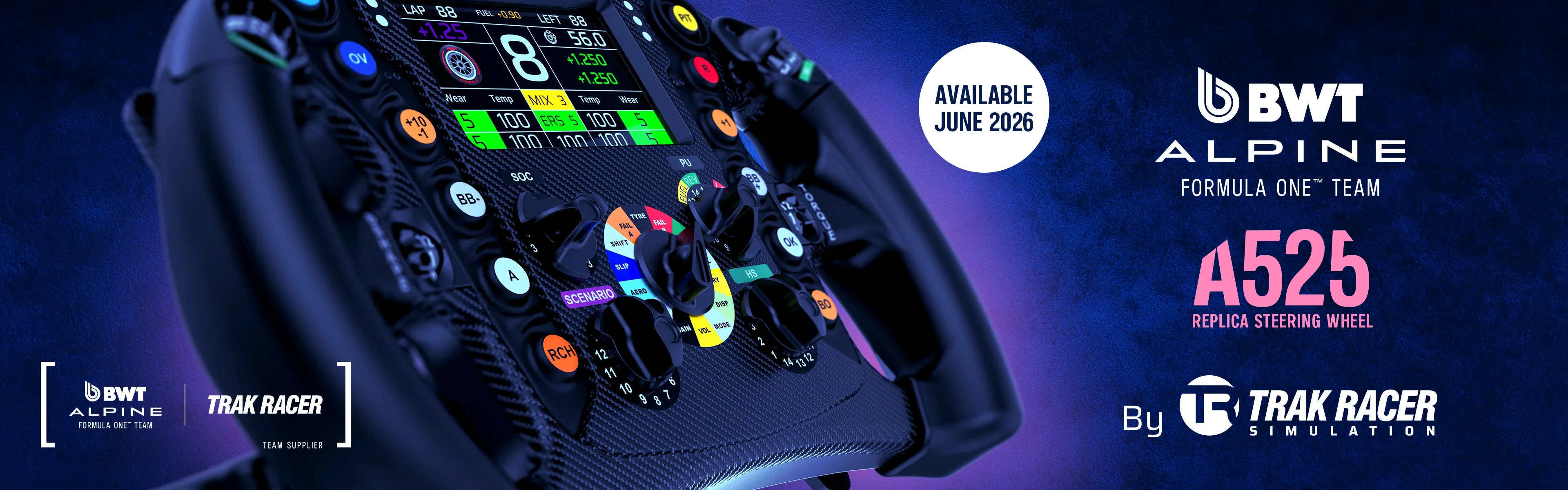 Trak Racer - New Bwt Alpine Formula One™ Team A525 Replica Sim Racing Steering Wheel Alp-Rep111