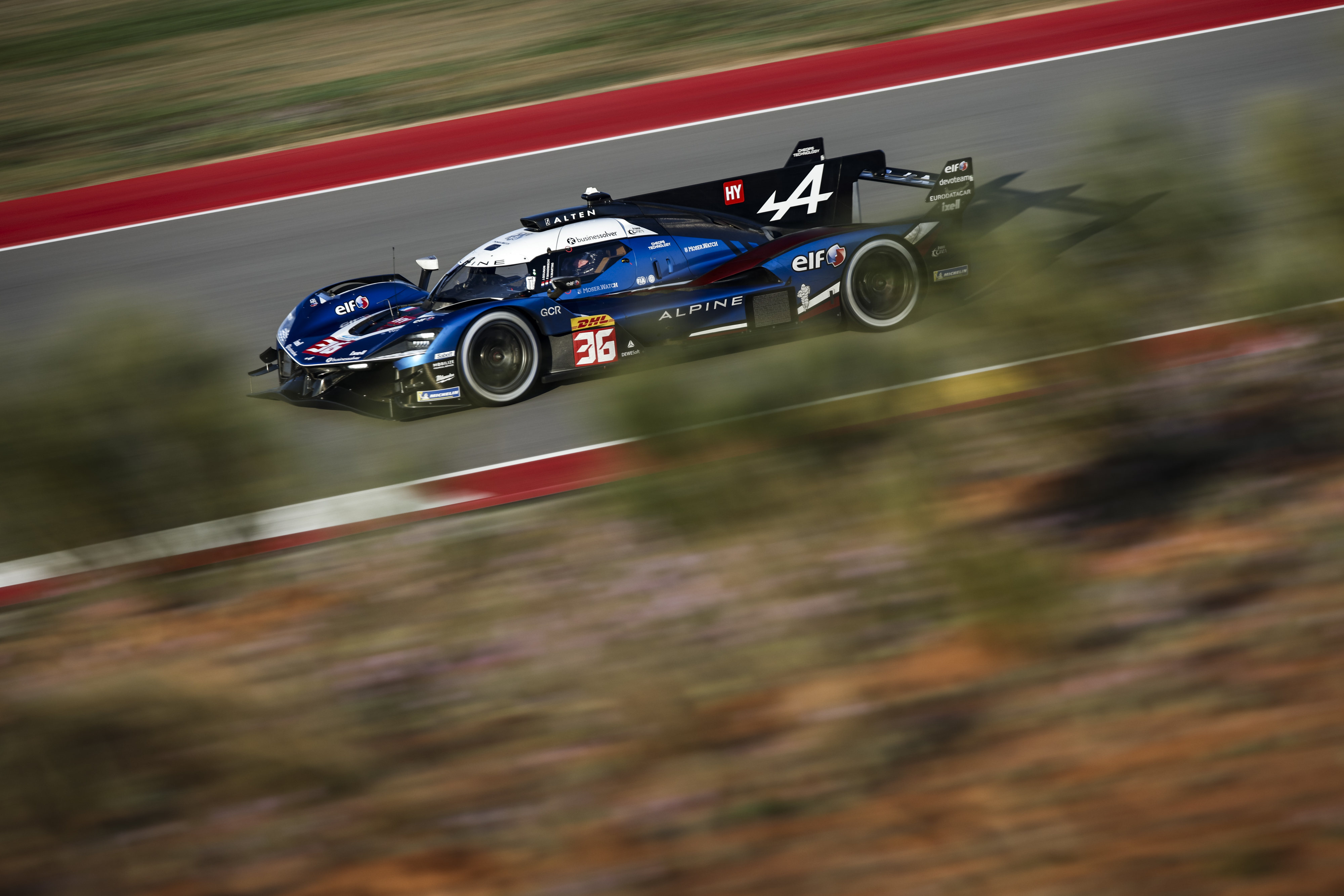 36 MAKOWIECKI Frédéric (fra), GOUNON Jules (fra), MARTINS Victor (fra), Alpine Endurance Team, Alpine A424 #36, Hypercar, action during the Alpine private test session on the MotorLand Aragon from Februar 25 to 26, 2026 in Alcaniz, Spain - Photo Xavier Bonilla / DPPI