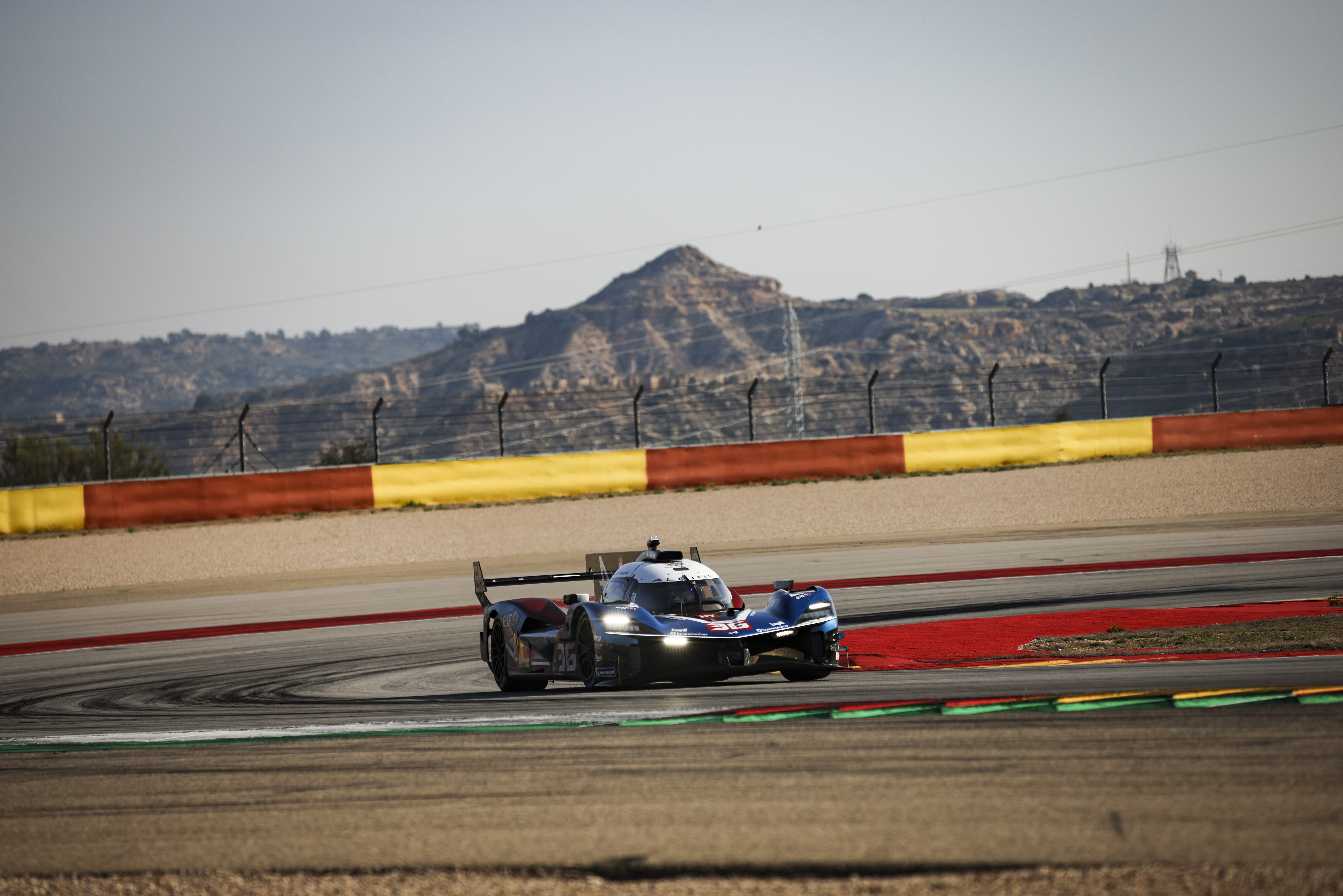 36 MAKOWIECKI Frédéric (fra), GOUNON Jules (fra), MARTINS Victor (fra), Alpine Endurance Team, Alpine A424 #36, Hypercar, action during the Alpine private test session on the MotorLand Aragon from Februar 25 to 26, 2026 in Alcaniz, Spain - Photo Xavier Bonilla / DPPI