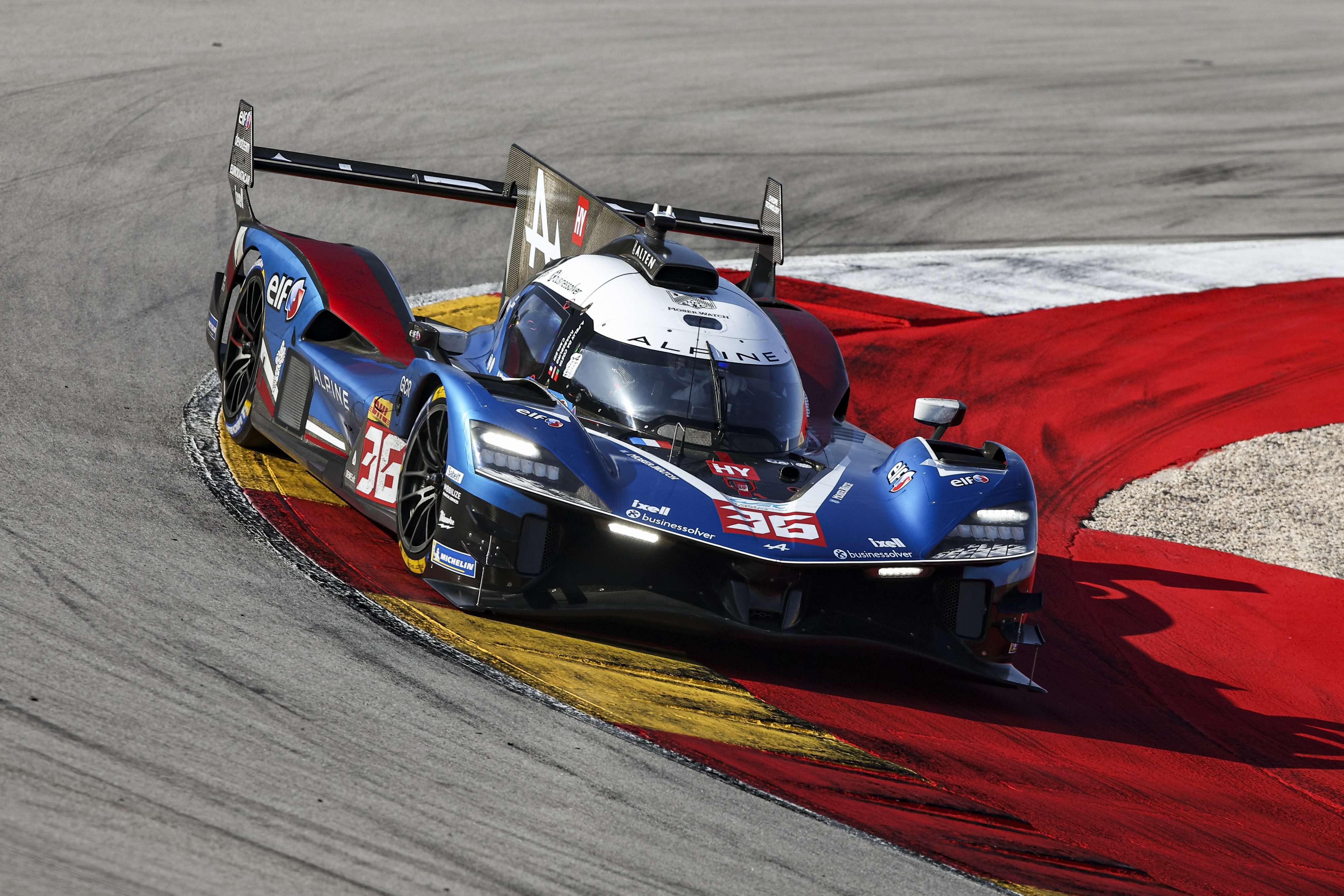 36 MAKOWIECKI Frédéric (fra), GOUNON Jules (fra), MARTINS Victor (fra), Alpine Endurance Team, Alpine A424 #36, Hypercar, action during the Alpine private test session on the MotorLand Aragon from Februar 25 to 26, 2026 in Alcaniz, Spain - Photo Xavier Bonilla / DPPI