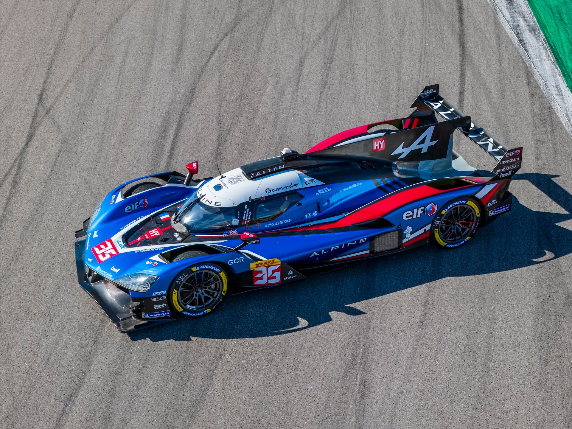 35 Da Costa Antonio (Por), Habsburg Ferdinand (Aut), Milesi Charles (Fra), Alpine Endurance Team, Alpine A424 #35, Hypercar, In Action During The Alpine Private Test Session At Motorland Aragón From February 25 To 26, 2026 In Alcañiz, Spain - Photo Drone C3C / Dppi