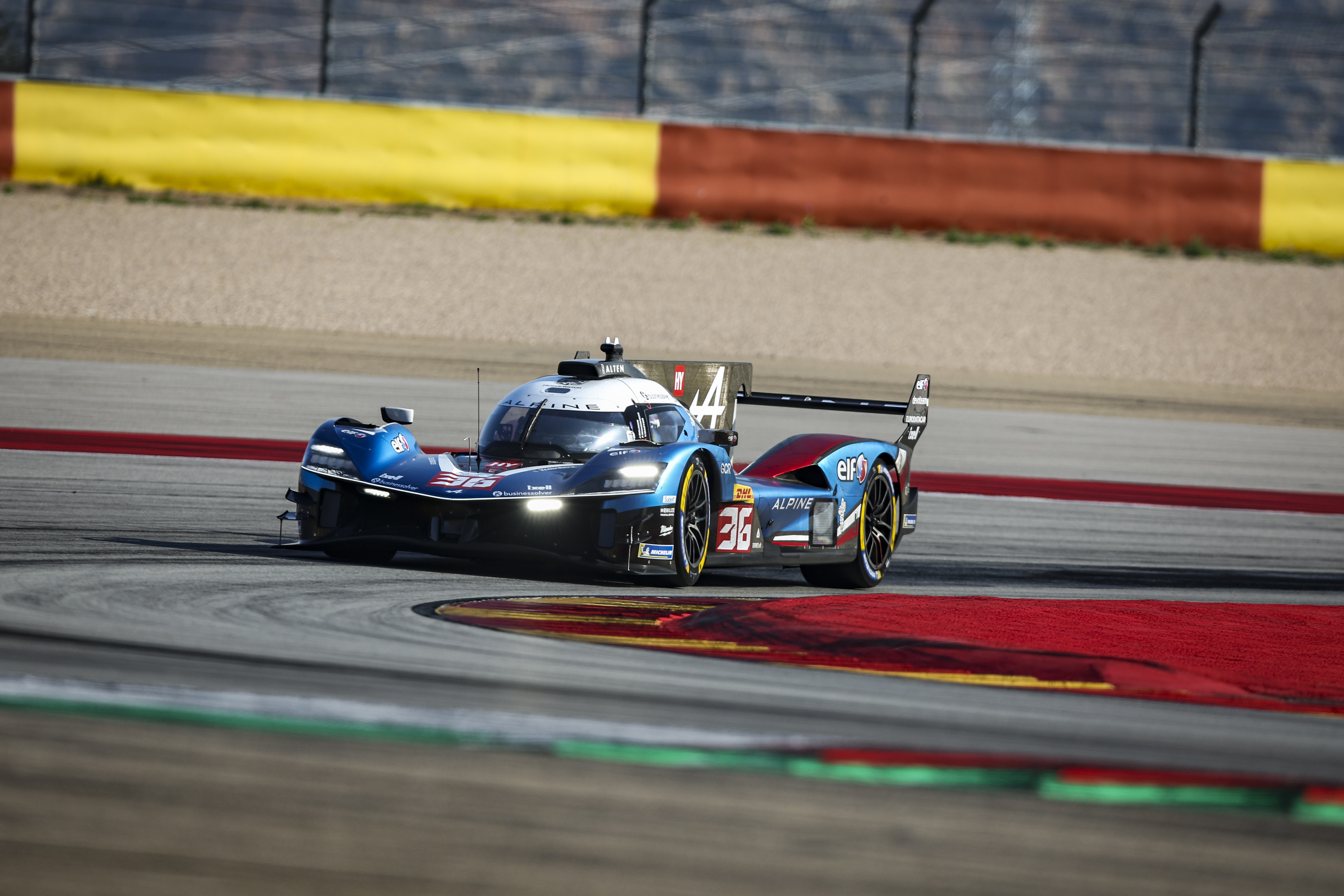 36 MAKOWIECKI Frédéric (fra), GOUNON Jules (fra), MARTINS Victor (fra), Alpine Endurance Team, Alpine A424 #36, Hypercar, action during the Alpine private test session on the MotorLand Aragon from Februar 25 to 26, 2026 in Alcaniz, Spain - Photo Xavier Bonilla / DPPI ALPINE ENDURANCE TEAM 
