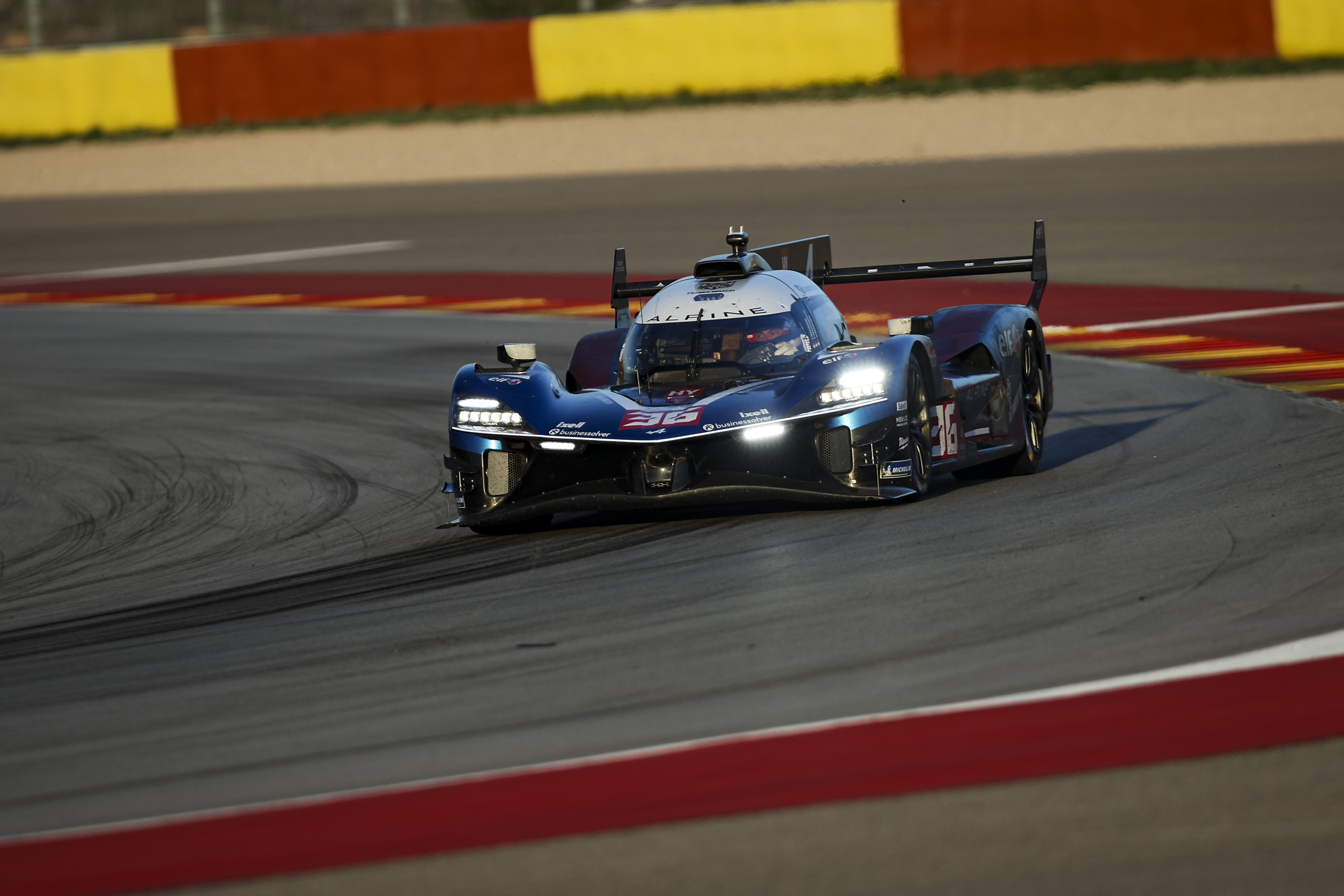 36 MAKOWIECKI Frédéric (fra), GOUNON Jules (fra), MARTINS Victor (fra), Alpine Endurance Team, Alpine A424 #36, Hypercar, action during the Alpine private test session on the MotorLand Aragon from Februar 25 to 26, 2026 in Alcaniz, Spain - Photo Xavier Bonilla / DPPI