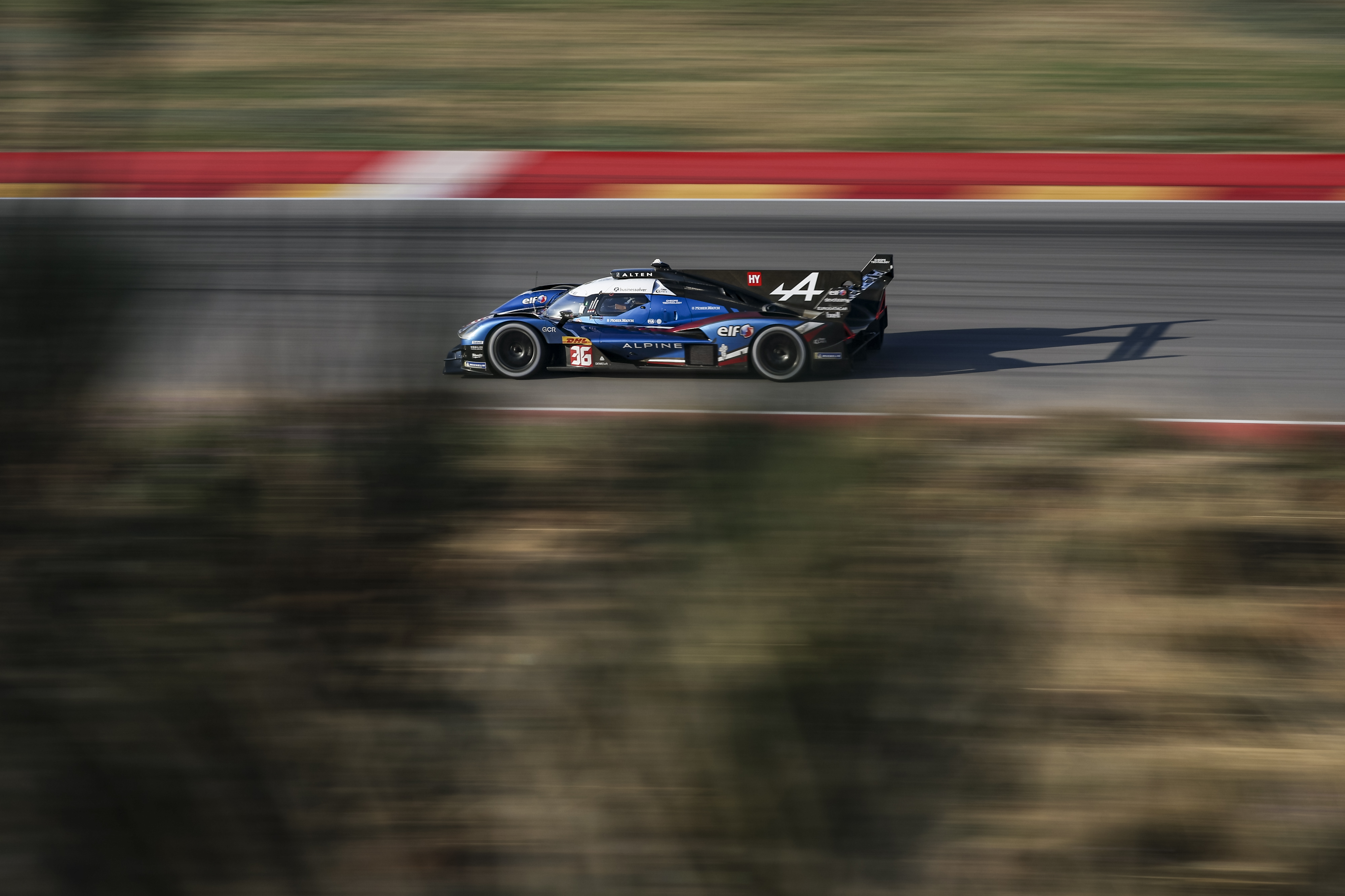 36 MAKOWIECKI Frédéric (fra), GOUNON Jules (fra), MARTINS Victor (fra), Alpine Endurance Team, Alpine A424 #36, Hypercar, action during the Alpine private test session on the MotorLand Aragon from Februar 25 to 26, 2026 in Alcaniz, Spain - Photo Xavier Bonilla / DPPI