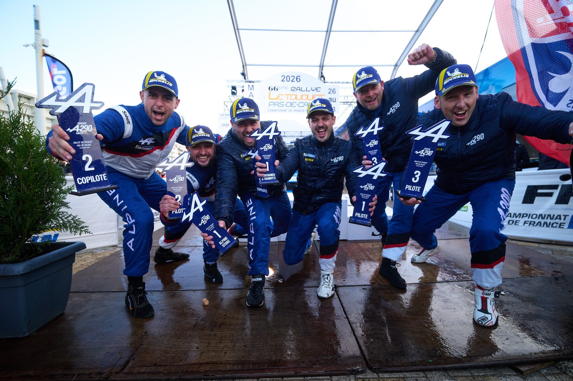 Alpine A290 Rally Trophy: Melvin Rabilloud Strikes Early At Le Touquet 31 Alpine A290, Podium During The Rallye Le Touquet Pas-De-Calais 2026, 1St Round Of The Championnat De France Des Rallyes 2026, From March 27 To 28 In Le Touquet, France - Photo Romain Thuillier / Dppi