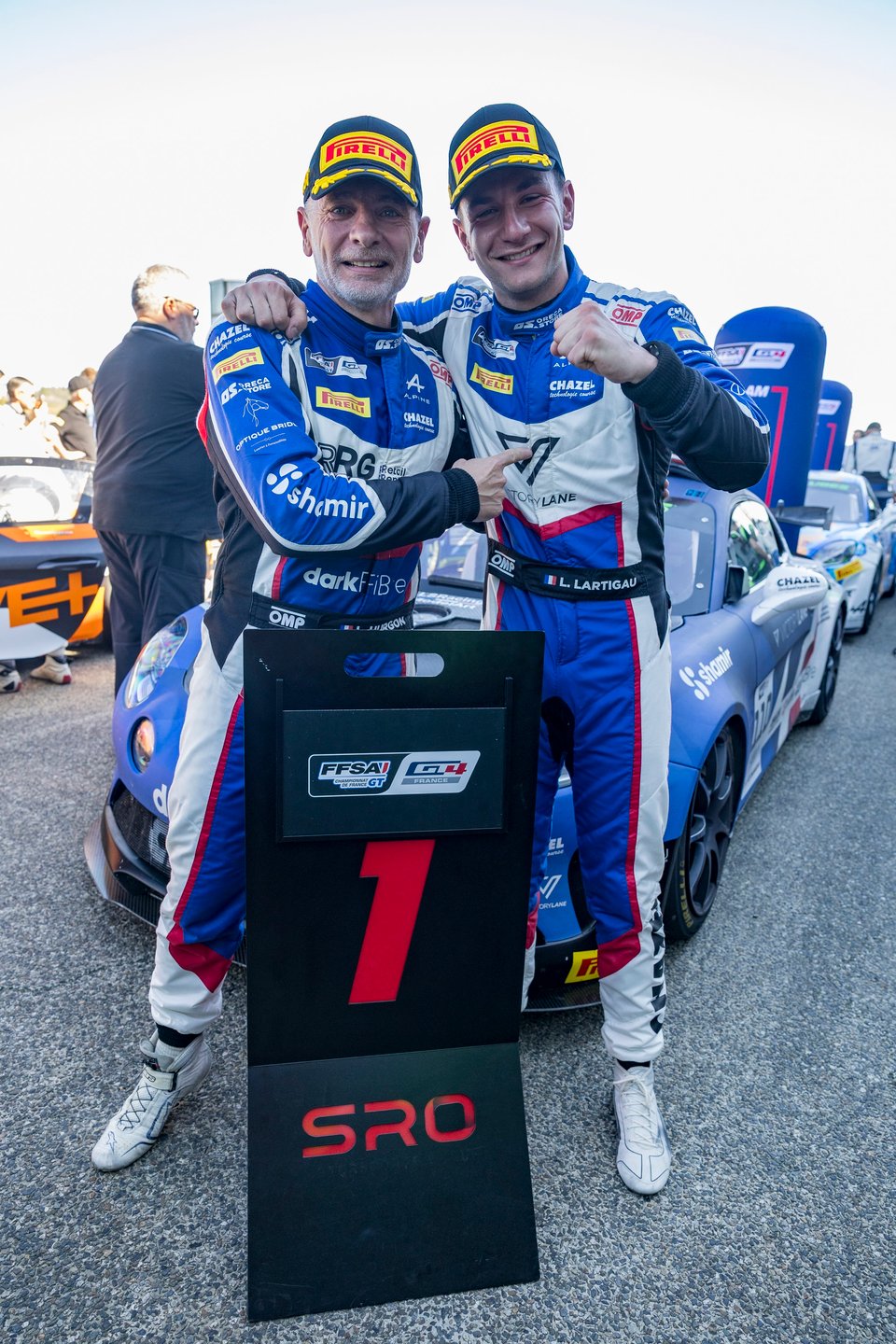 110 Lartigau Lazare (Fra),Hurgon Laurent (Fra),Chazel Technologie Course,Alpine A110 Gt4+,Portrait During The 1St Round Of The Championnat De France Ffsa Gt 2026, From April 3 To 6, 2026 On The Circuit Paul Armagnac, In Nogaro, France - Photo Marc De Mattia / Dppi